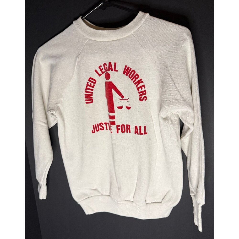 Vtg 1980s United Legal Workers Justice Pullover Crewneck Womens S 80s Healthknit